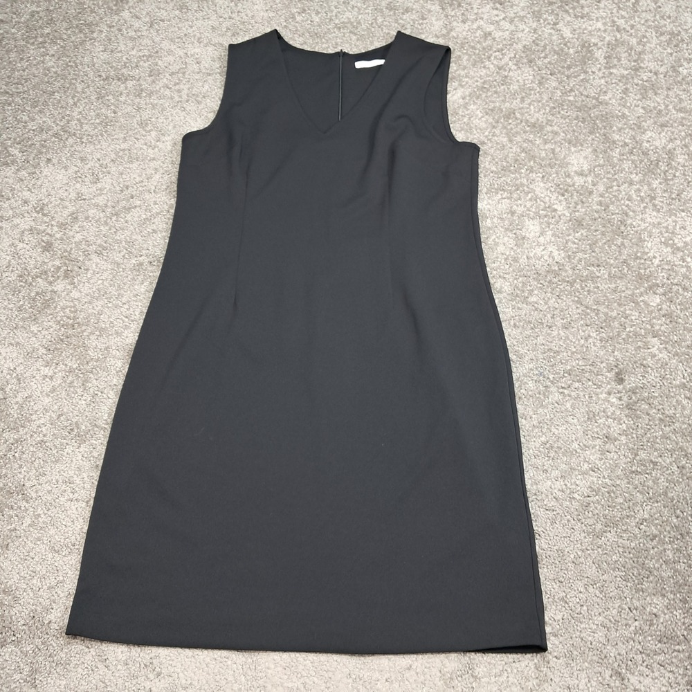 London Times Womens Black V-Neck Sleeveless Sheath Dress LBD Size 10